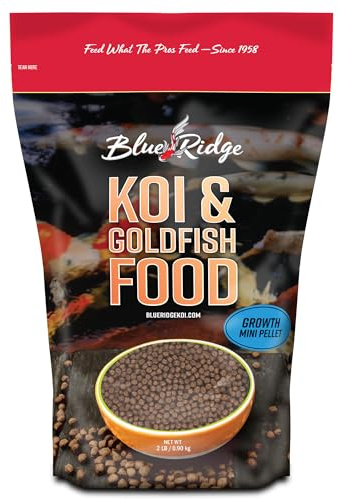 Blue Ridge Koi Fish Food 2lb - Koi Food Mini Growth Formula, Goldfish Food, Premium Fish Food for Ponds, Ponds Fish Food, Floating Pond Pellets