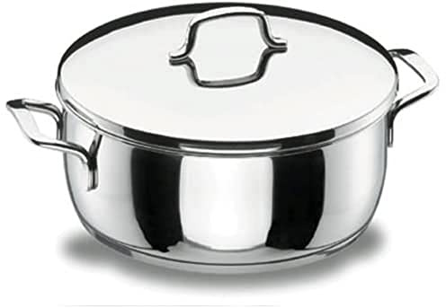 LACOR 90020 - Cacerola con Tapa 20 Gourmet Acero Inoxidable - Profesional | En acero inoxidable, para guisos y cocciones uniformes; ideal para cocina profesional y uso diario en casa, para el día a día