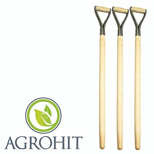 laguz 3X Spatenstiel Grabegabel Spatengabel Stiel Holzstiel D Griff Ø 38 mm 100cm