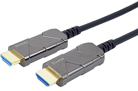 PremiumCord 8K - Cavo in fibra ottica ad alta velocità HDMI 2.1, 48 Gbps, HDMI 2.1, 3D, EDID, ARC, risoluzione video 8K a 60 Hz, placcato oro, lunghezza 50 m