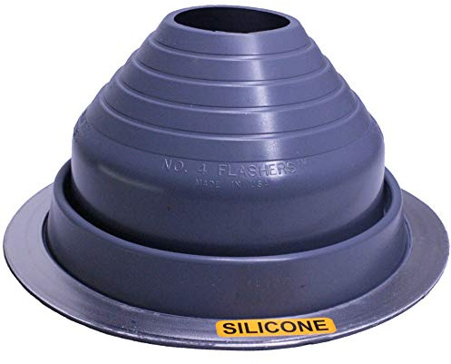 Flashers #4 Silicone Grey High Temp Round Flexible Roof Jack Pipe Boot Metal Roofing Pipe Flashing (Pipe OD 3 to 6-1/4) - 100% Made in The USA