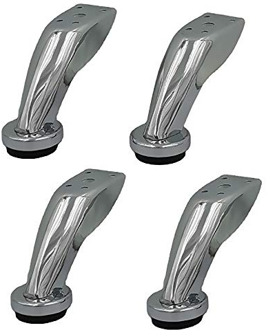4 Pcs Chrome Metal Furniture Legs Round Feet for Sofa, Chairs, Stools, Cabinets, Units (Silver, H=100mm)