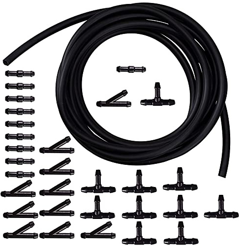 HUAZIZ 8M Universal Scheibenwaschanlage Schlauch, Wischwasserschlauch Reparaturset, Automotive Schlauch, Isolierschlauch + 30 Stück Schlauchverbinder