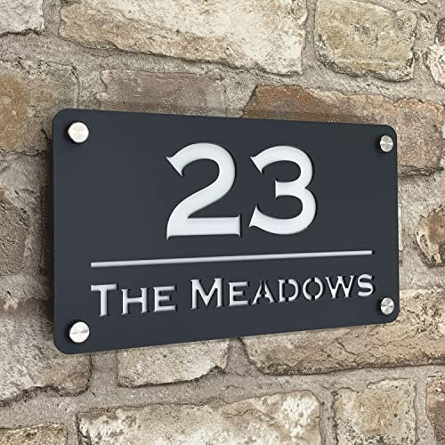 The House Sign Company – York Personalised House Sign | 24cm X 13cm | Acrylic Door Plaque with Name or Number | Weatherproof Outdoor House Name Plate