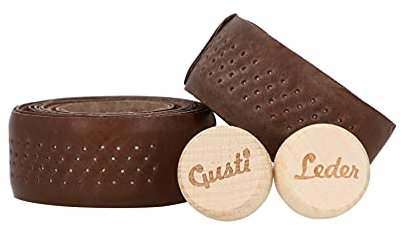 Gusti Leder Lenkerband Fausto C. – 200 cm Griffband selbstklebend (2er Set) – Gravelbike- & Rennrad Lenkerband Leder inkl. Korkstopfen für sicheren Halt