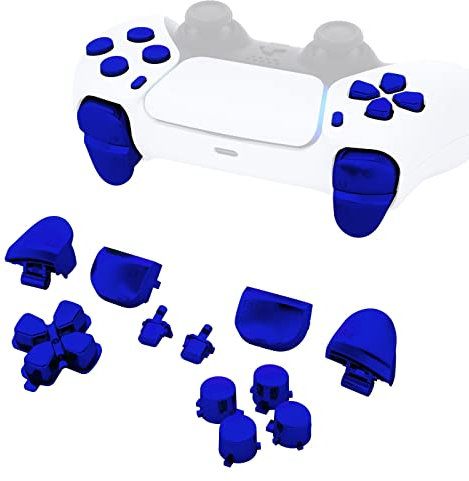 eXtremeRate Replacement D-pad R1 L1 R2 L2 Triggers Share Options Face Buttons for ps5 Controller BDM-010 BDM-020, Custom Full Set Buttons Repair Kits with Tools - Without Controller - Chrome Blue