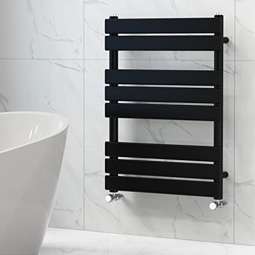 NRG Bathroom Flat Panel Heated Towel Rail Radiator 800×600mm Black | Central Heating Warmer Ladder, Modern Designer Radiator, Wall Mounted, Radiator Towel Rack, Steel, for Bathroom