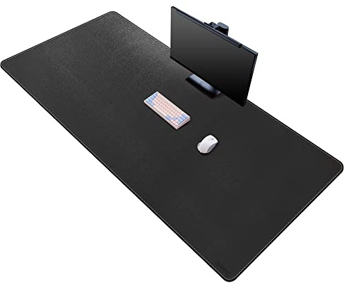 CENNBIE Schreibtischunterlage leder, 160 x 80cm Tischunterlage (schwarz) | Umrandete Kanten,XXL-Format, wasserdicht, rutschfest, leicht zu reinigen – ideal für Zuhause und Büro.