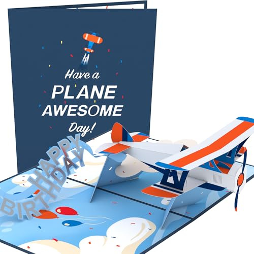 Lovepop® 3D Pop-Up Karte Geburtstag Propeller-Flugzeug plane | Hochwertige Geburtstagskarte für Kinder, Piloten & Flugzeugfans Reise-Geschenkkarte | inkl. Umschlag & Versteckfach