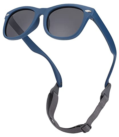 COASION TPEE Polarized Baby Sunglasses Durable with Strap Soft Silicone Frame Adjustable Toddler Boys Girls for 0-24 Months