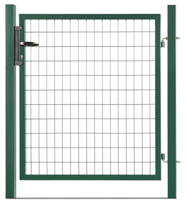 Easy cloture Portillon grillagé en Acier galvanisé Maille 100 x 50 L 1m20 x 1m50 Vert - Porte de Jardin - Clôture de Jardin avec Serrure et poignée