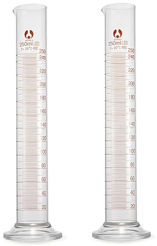 JESTOOLO 2-Paquet Cylindres Gradué en Verre Borosilicaté 250ml