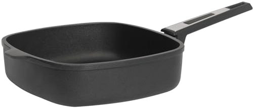 SKK große viereckige Hochrandpfanne 26x26 cm - induktionsgeeignet - eckige Aluguss beschichtete Bratpfanne mit hohem Rand - Made in Germany