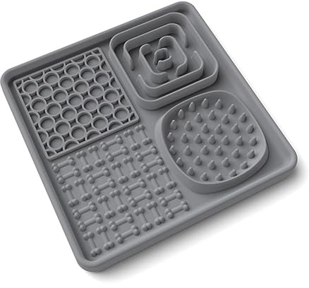 AODALIY Licky Mats for Dogs Cats [BPA Free] + [Large Suction Cup] Licking Mats Dog Cat Slow Feeder Slow Down Their Feeding and Helped with Digesting & Boredom and Anxiety Reducer-Easy to Clean(Grey)
