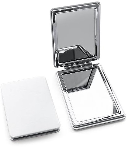 2 Stück Tragbarer Taschen Spiegel PU,73mm Kleiner Kompaktspiegel Faltbarer für Handtasche,Reisen,Make-up (rechteckig)