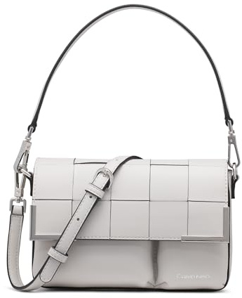 Calvin Klein Damen Mica Organizational Flap Crossbody, Taubengrau gewebt