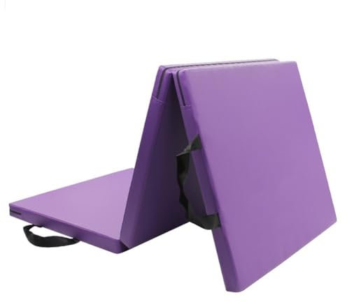 Rygcrud Turnmatten Fitnessstudio PU Wasserdicht 3 Panel Hohe Dichte Falten Teppich Tragbar Plus Dick Trainingsmatte, 2 Arten Von Liner (Farbe : Purple-B, Größe : 50x150x5cm)