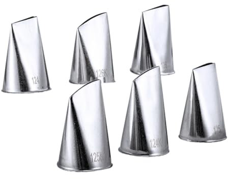 BESTonZON 6pcs Cake Decorating Supplies Nozzle for Baking Tools Stainless Steel Rose Shaped Decorating Nozzle for Fathers Day Cake and Fondant Icing