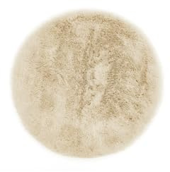-LUXOR- living Coste - Cuscino per sedia in pelliccia sintetica per soggiorno, 40 x 40 cm, rotondo, colore beige, set da 4 pezzi