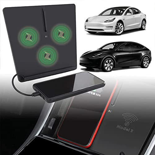YAsao 2022 Wireless Charger Car for Tesla Model 3/Model Y 2017 2018 2019 2020 2021 with Type C Charging Cable 15W Qi Wireless Fast Automatic Induction Wireless 3 Fast Charging for All QI smartphones