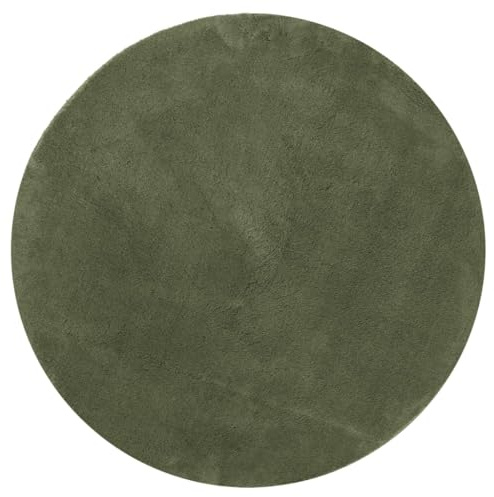 vidaXL Teppich HUARTE Kurzflor Weich und Waschbar Waldgrün Ø 100 cm