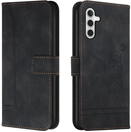 Trugox Handyhülle für Samsung Galaxy A35 5G Hülle Klappbar Klapphülle mit Kartenfach Handytasche Handy Schutzhülle Tasche Leder Wallet Flip Case Slim Book Cover - Schwarz