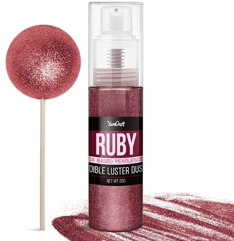 Essbarer Glitzer Spray für Getränke - 20g Lebensmittel Glitzerpulve für Likör, Cocktails, Dekorieren Torten - Geschmacklos Glitzer Pulver Glitzerstaub für Sekt, Wein, Champagner, Backen (Rubin)