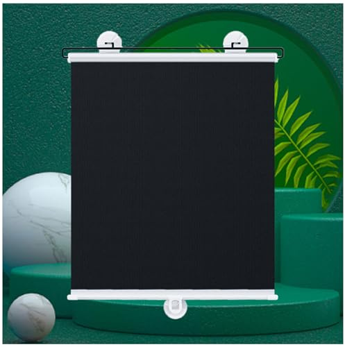 Verdunkelungsrollos, Saugnapf Fensterrollos, Einziehbarer Sonnenschutzrollos, Thermo Vorhänge, Temporäre Sichtschutz Jalousien 30-80cm Breit,Black-80x100cm/31 * 39in