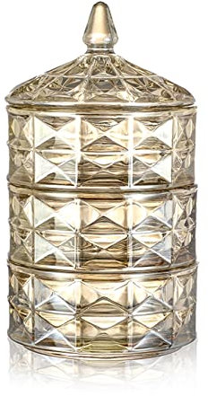 FQCXCKJ Sucrier Pot à facettes en cristal et diamant avec couvercle en cristal, ensemble d'organisation de stockage des aliments multicouche, Pot à bonbons, plat à bonbons, Pot à sucre