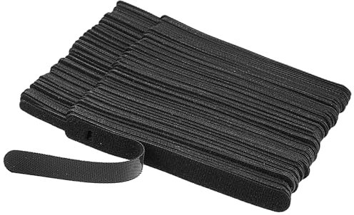 COMNICO 100Pcs Reusable Cable Ties, Adjustable Straps Black Organization Fastener Straps Multi Purpose Hook Loop Cords Management for Home Office and Data Centers