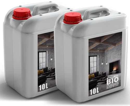 20L Premium Bioethanol 96,6% Rein - 2x10 Liter ökologischer Brennstoff für Ethanol-Kamine, saubere Verbrennung, rauchfrei, lebendige und stabile Flamme (Geruchlos)
