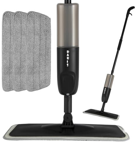 Mocio Lavapavimenti a Spruzzo Spray Floor Mop Mocio Lavapavimenti con Bottiglia Ricaricabile da 500ML e 3 Panni Lavabili per la Pulizia di legno, Laminato, Legno, Ceramica Pavimenti