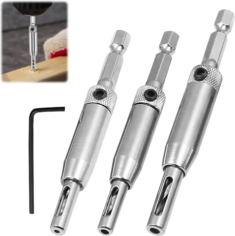 3 Pcs Self Centering Drill Bit Set High Speed Steel Centre Drilling Bits | Change Door Hinge Pilot Centre Drill Bit 1/4 Hex Shank Pilot Hole Drill Bit for Window Cabinet Woodworking 5/64 7/64 9/64