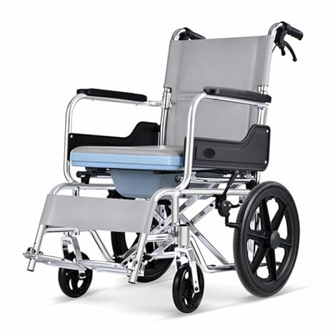 Chaise Percée À roulettes,Fauteuil Roulant Pliable Leger 100KG,Aluminium Chaise Roulante Handicapé Stable Et Robust,Fauteuil Roulant De Transport avec Dossier Pliable Chaise Percée Pliable 16inch