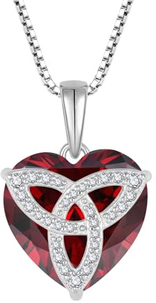 YL Collar Corazón de Nudo Celta Corazón Plata de Ley 925 con colgante de granate con piedra natal de enero para Mujer Mamá