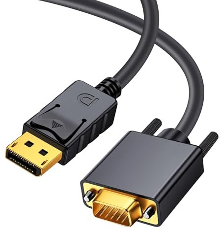 Duttek DisplayPort to VGA Cable 6FT/1.8M, Displayport to VGA Adapter Gold Plated 1080P@60Hz for Monitor, Laptop, PC, TV, Projector (Not Bidirectional)