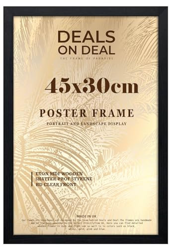 DEALS ON DEAL® Poster Frame 45x30 cm Photo Picture Frame Jigsaw Puzzle | Mdf Wooden 45 x 30 cm | Large 450 x 300 mm | for Home Office Livingroom-Black
