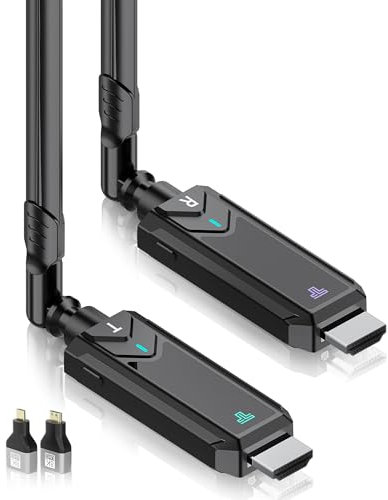 Wireless HDMI Transmitter and Receiver 400M Range - 1080P@60Hz Dual Screen Mirroring, 5GHz Ultra-Low Latency for PC/Laptop to TV Projector, HDMI1.3/HDCP1.2 Certified