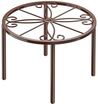niffgaff Plant Stand 7.8IN Outdoor Pot Stand Metal Garden Plant Riser Brown Plants Holder