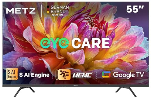 Metz TV 55 Pouces (139 cm) 4K UHD Smart LED Television Google TV HDR 10 MEMC Dolby Audio Google Cast Commande Vocale Tuner DVB-T/-T2/-C/-S/-S2 CI+ (2025 Modèle, Noir 55MUF7000Z)