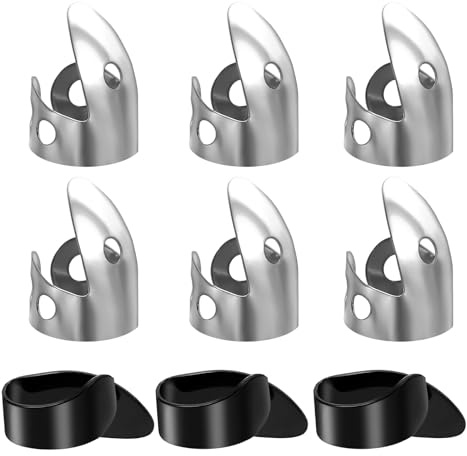 9 Pcs Banjo Picks Set, Stainless Steel Adjustable Banjo Finger Picks and Thumb Pick for Guitar(Silver, Black)
