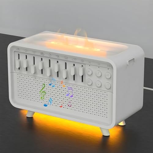 Orifesio 4-en-1 Machine Bruit Blanc, Humidificateur Blanc a Bruit avec 8 Sons Naturels, Boîte Sonore de Sommeil Veilleuse avec Bluetooth et 3 Minuteur, White Noise Machine pour Bébé Adulte