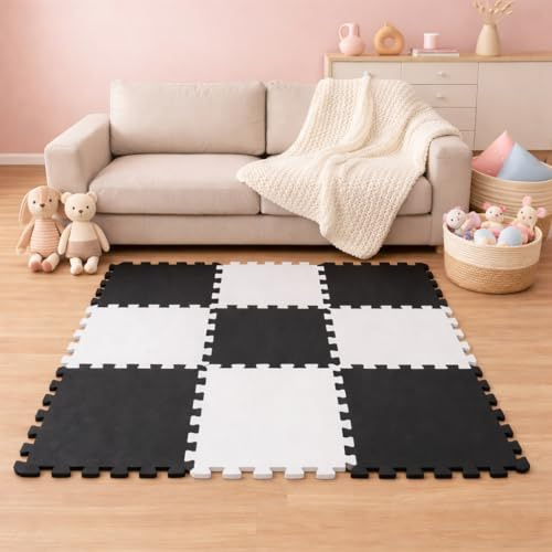 LittleTom Spielmatte Baby Puzzlematte - 9 Teile je 30x30 cm Krabbelmatte 90x90 cm Bodenmatte Kinder - Puzzle Teppich Kinderzimmer - EVA Schaumstoff Bodenschutzmatte Spielteppich Spiel Matte - BPA-frei