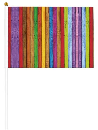 Farbige doppelseitige Handkurbelflagge aus Holz, 14 x 20,8 cm, für Feiertagsparty-Dekoration, Wettbewerbe