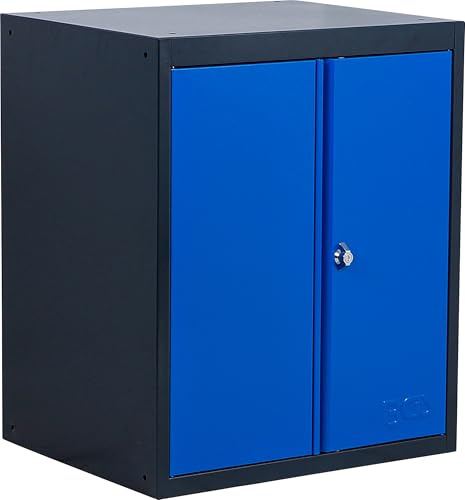 BGS 80201 | Werkstattschrank | 2-türig | 1 Fachboden | abschließbar | Stahlblechkonstruktion | pulverbeschichtet | freistehend | Fachboden höhenverstellbar | 80 kg belastbar | 2 Schlüssel