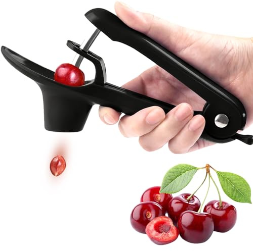 Guoxintech Cherry Pitter Stainless Steel, Cherry Stoner Remover Tool for Cherry and Olive, UK Kitchen Gadget for Pitting Cherries Olives Grapes, Fruit Pit Remover with Lock Design