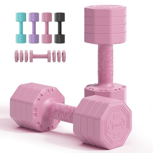 Yoleo Hantelset Verstellbare Hanteln, Adjustable Dumbbell Set 4 in 1 Premium Drehbare Befestigungsart gewichte Tai-Chi-Stil 2/4/6/8/10/20/KG Kombinieren Sie es mit einem weichen TPU-Gummigriff