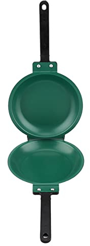 CHICIRIS Sartén Recubierta de Acero de Doble Cara con Tapa para Utensilios de Cocina para Crepera, Adecuada para Estufa de Gas Doméstica