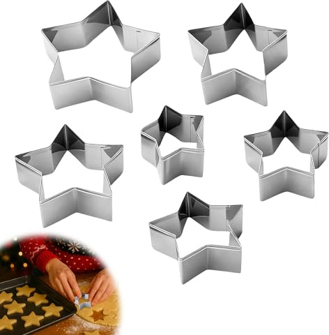5Pcs Star Cookie Cutter Set, Stainless Steel | Small Cookie Cutters for Baking Pastry, Biscuit Cutters, Pentagram Shaped Cookies Mould, For Christmas Foods