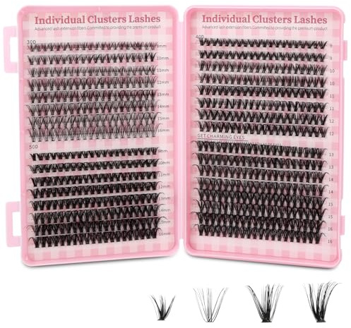MOTIBACK Lot de 640 extensions de cils, 9-16 mm de long, densité 30D/40D/50D, pour cils volumineux, accents oculaires plus épais pour le quotidien et les fêtes